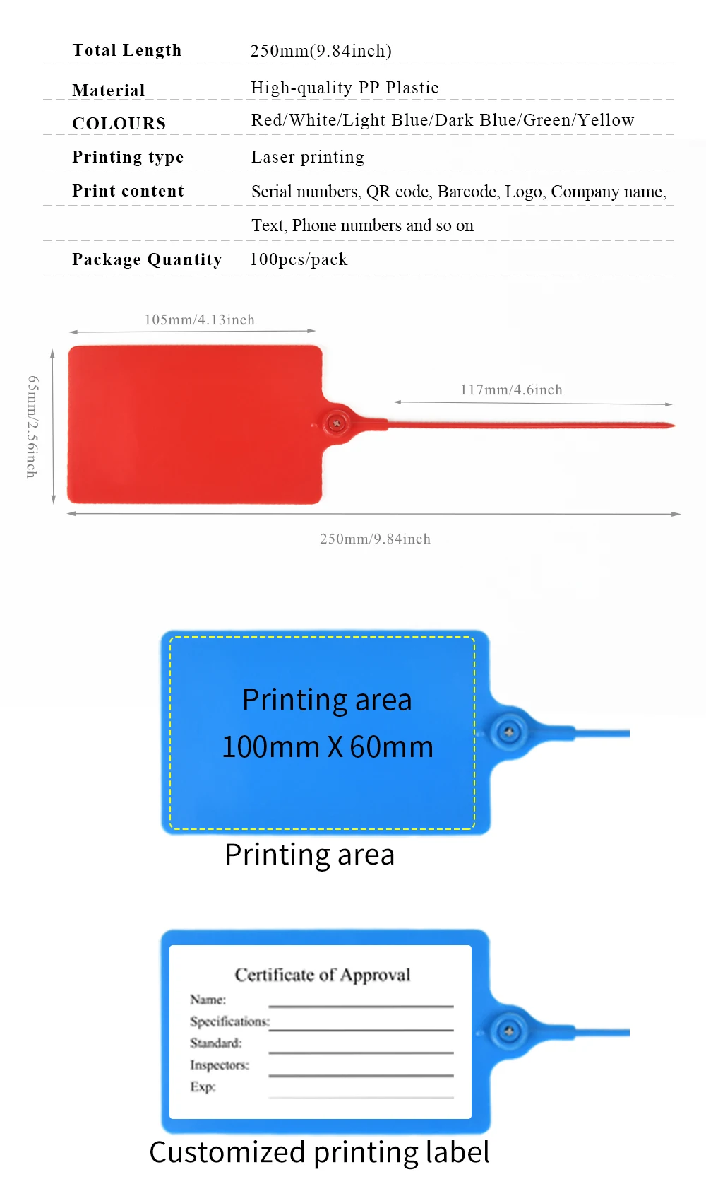 Water Proof Large Plastic Labels Numbered Plastic Security Seal Shipping Labels Clothes Shoe Personalized Stamp 100pcs