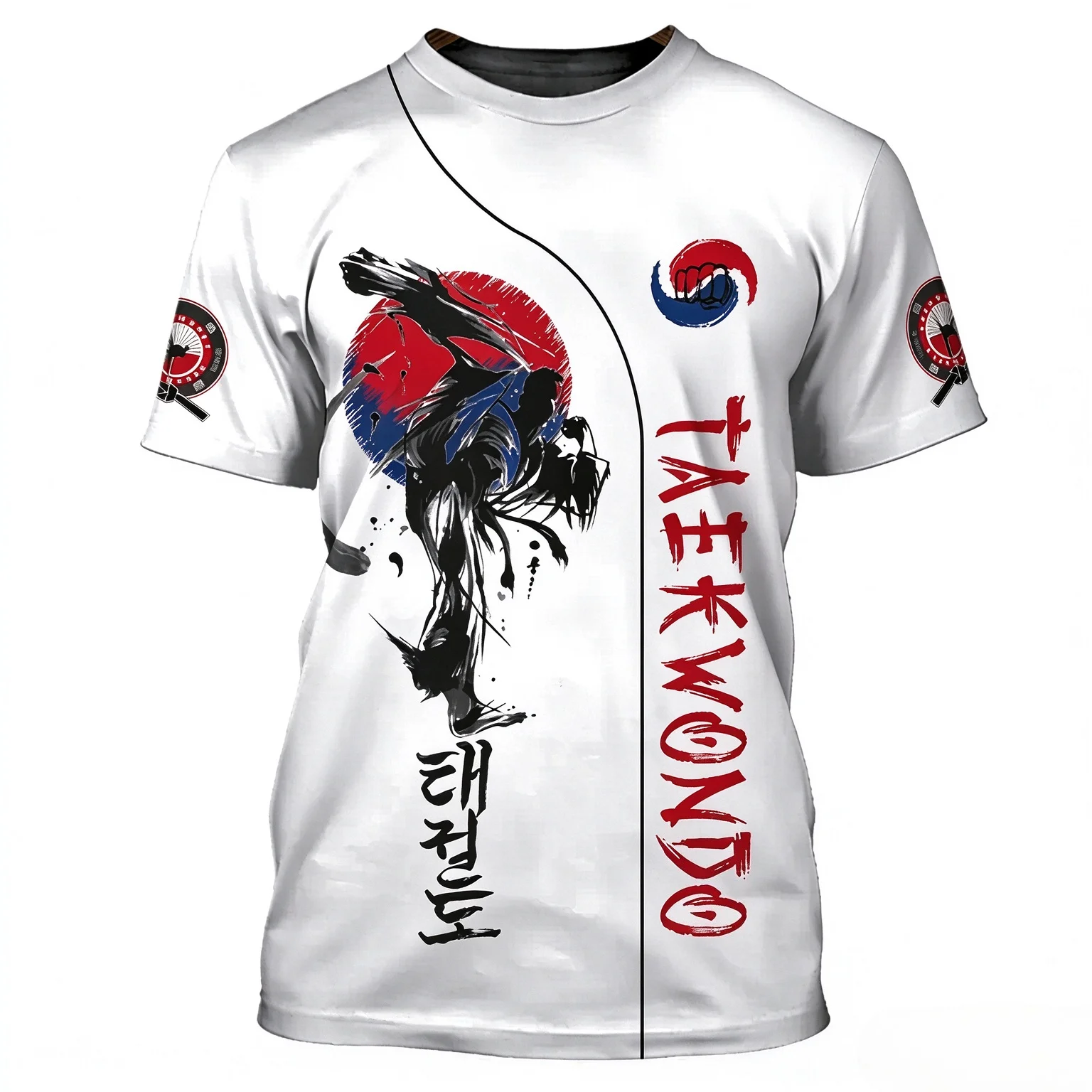 Chinese Ink Sports Trend Taekwondo Tee, Quick-Dry Breathable & Eye-catching for Commute, Sports Outings & Casual Trips