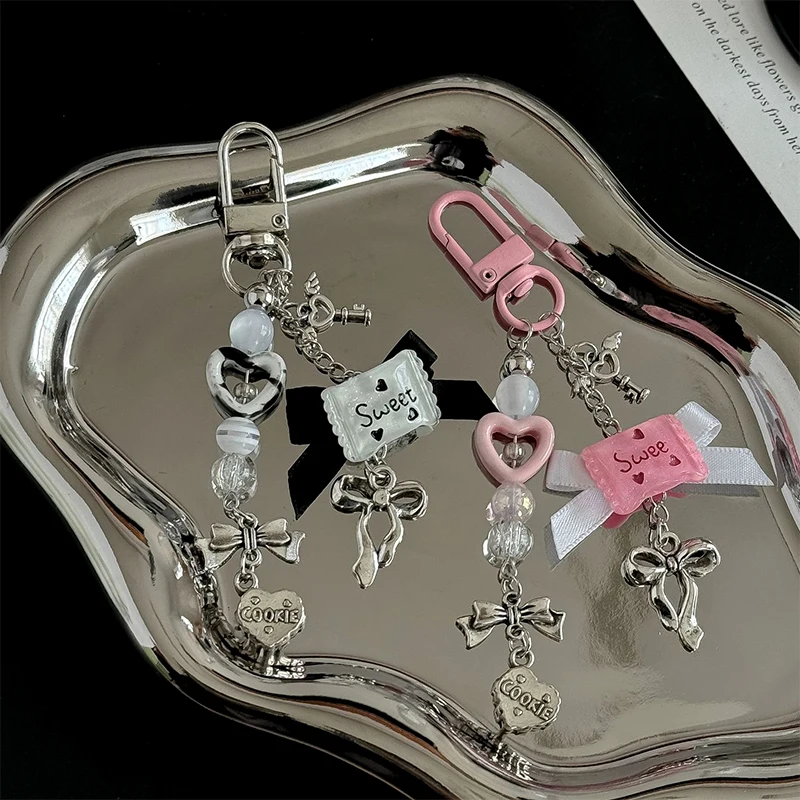 

Y2k Heart Candy Key Chain Love Beads Phone Pendant Headphone Case Charm Bag Decor Car Key Ring
