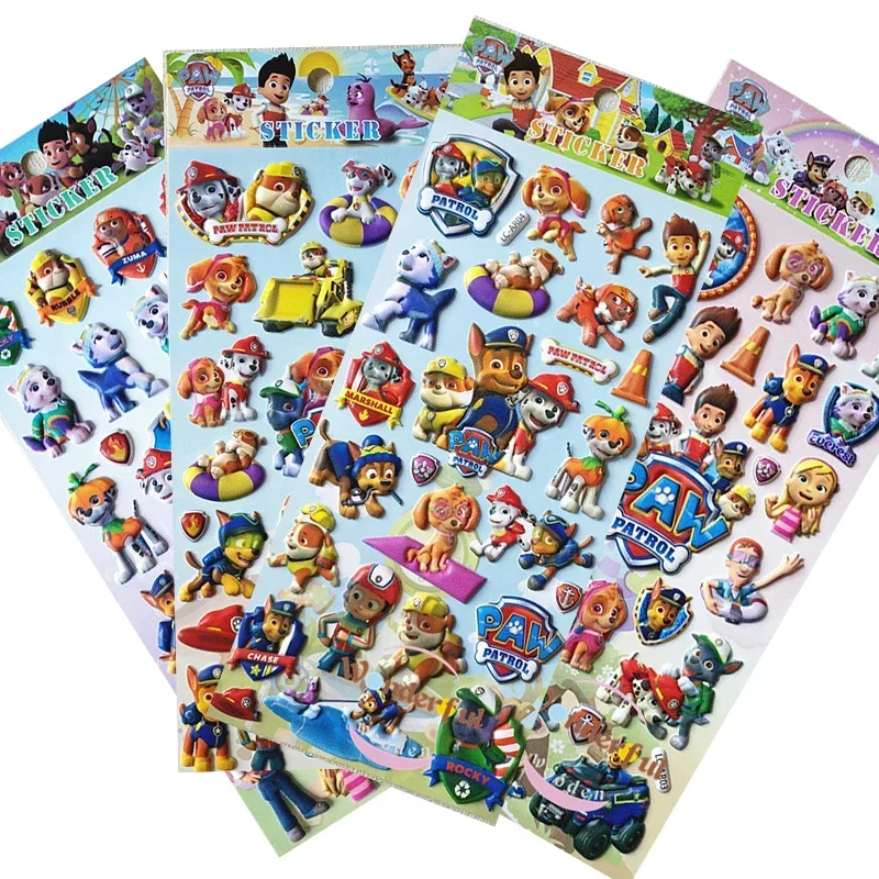 Paw Patrol Toy Stickers Children's Rescue Dog Anime Cartoon Tattoo Stickers Bubble Paste Thicken The Reward Stickers Kids Gifts