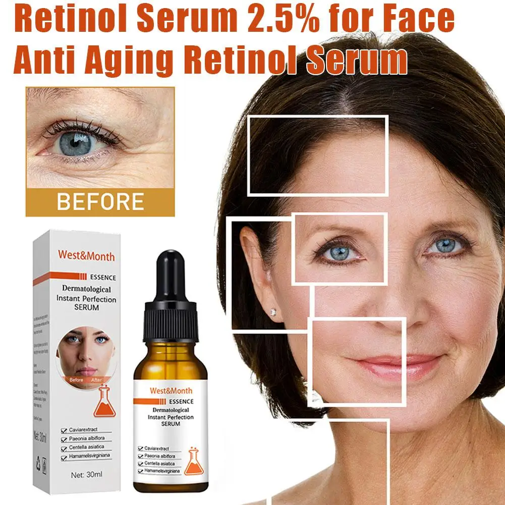 30ML Retinol Serum Wrinkle Remover Firming Lifting Skin Fine Whitening Anti-Aging Care Lines Fade Moisturizing Serum G9T0