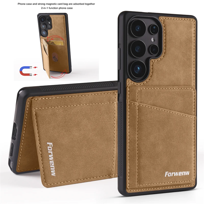 Luxus stoßfeste Leder Brieftasche Telefon Fall für Samsung Galaxy S25 rand S25 S24 S23 S22 S21 Ultra Plus Karte Slot Halter Abdeckung