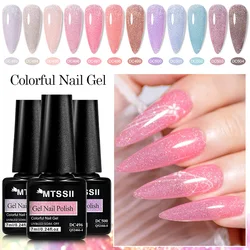 7ml Shimmer Glitter Gel Nail Polish Sparkling Glitter Semi Permanant Soak Off UV LED Gel Varnish For Manicure Nails Art DIY
