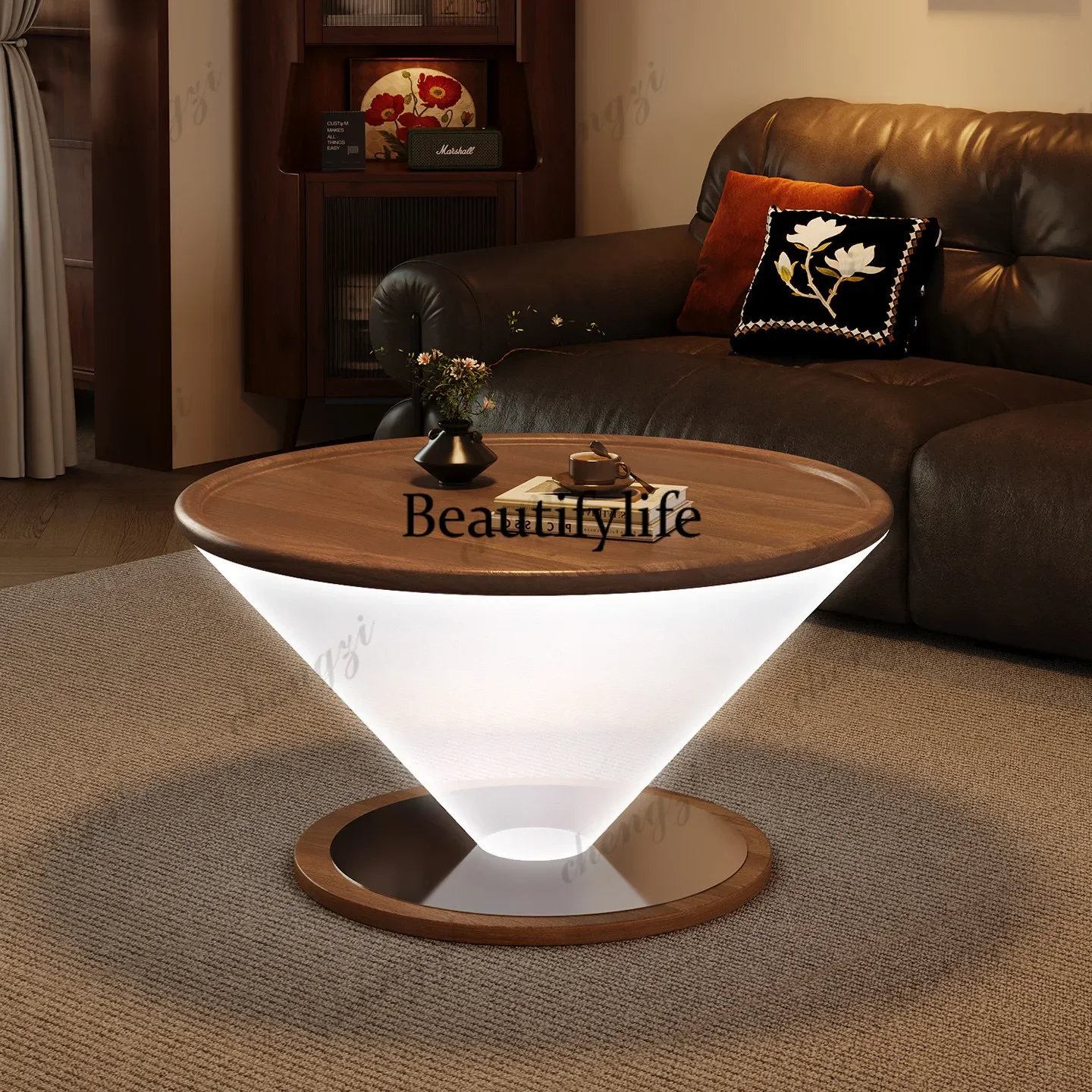 z183 Medieval style coffee table Modern home living room High-end Internet celebrity atmosphere luminous 2026 new