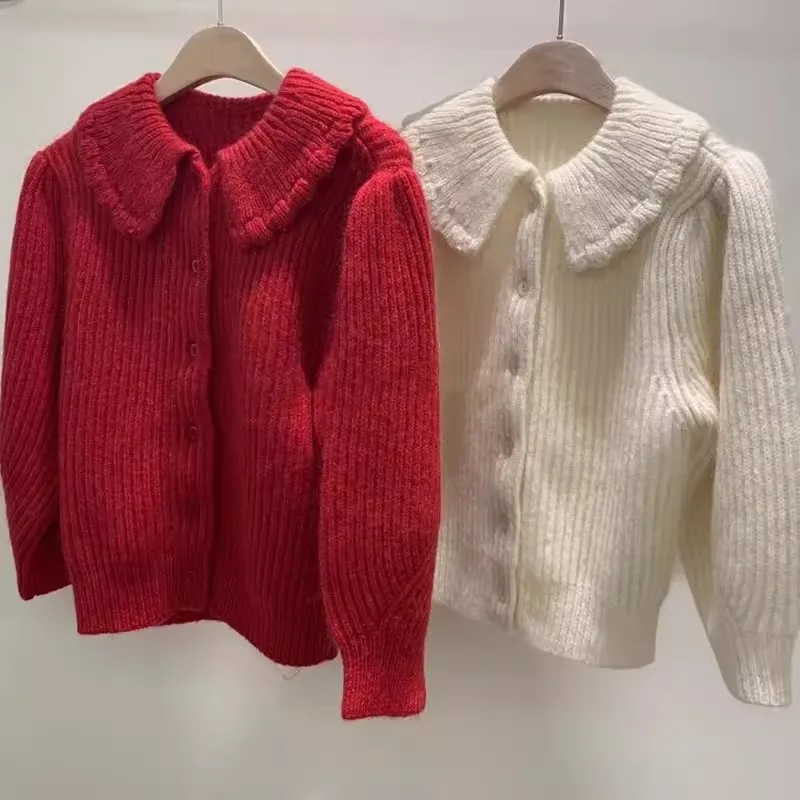 

Design Sensation Pure Color Long Sve вязаный кардиган свитер женская модная верхняя одежда Dongda Gate осень Новое поступление