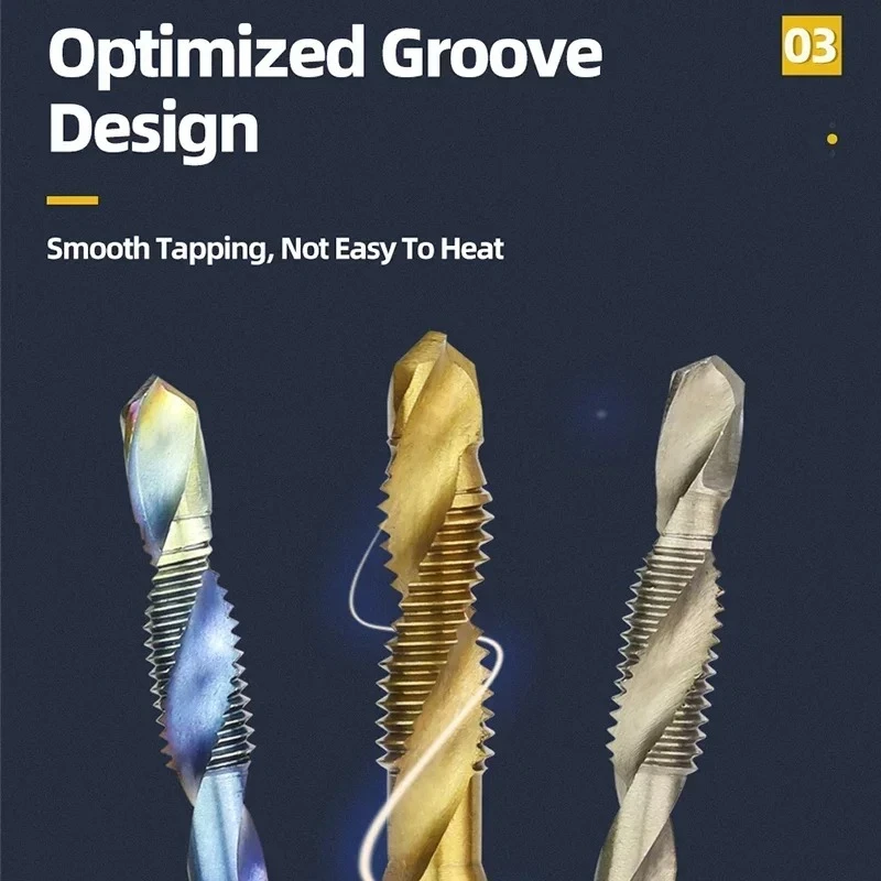 6 stücke Tap Titan Überzogene Sechskantschaft Bohrer Bits HSS Schraube Gewinde Metrische Taping Schraube Maschine Verbindung Werkzeug M3-M10 hand Werkzeuge – Detail 6