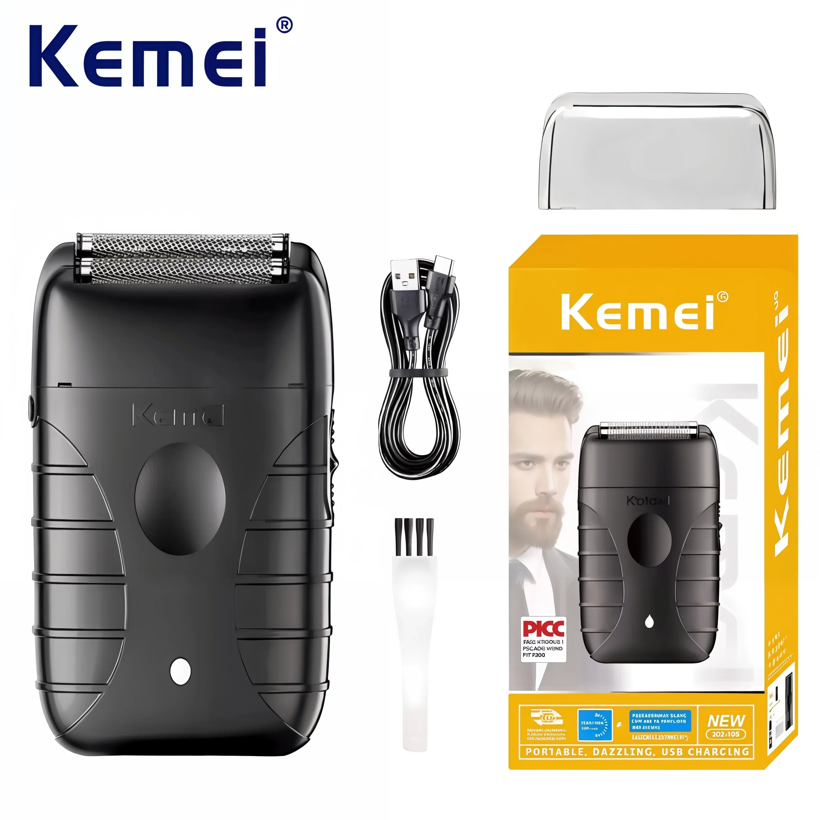 Kemei KM-T95 Logotipo Personalizado Barbeador Masculino Portátil Máquina De Barbear De Folha De Alumínio Máquina De Barbear