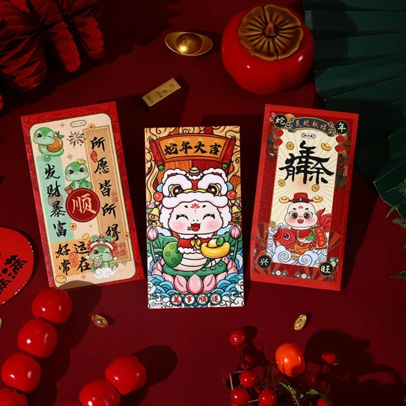 

Pack Of 6 2025 Snake Year Cartoon Money Envelopes Stylish 2025 Snake Year Themed Money Envelopes With Cartoon Designs