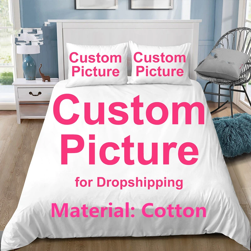 

New Custom Cotton Bedding Set Customized 3D Printed Duvet Cover Sets With Pillowcase Twin Full Queen King Size POD Dropshipping