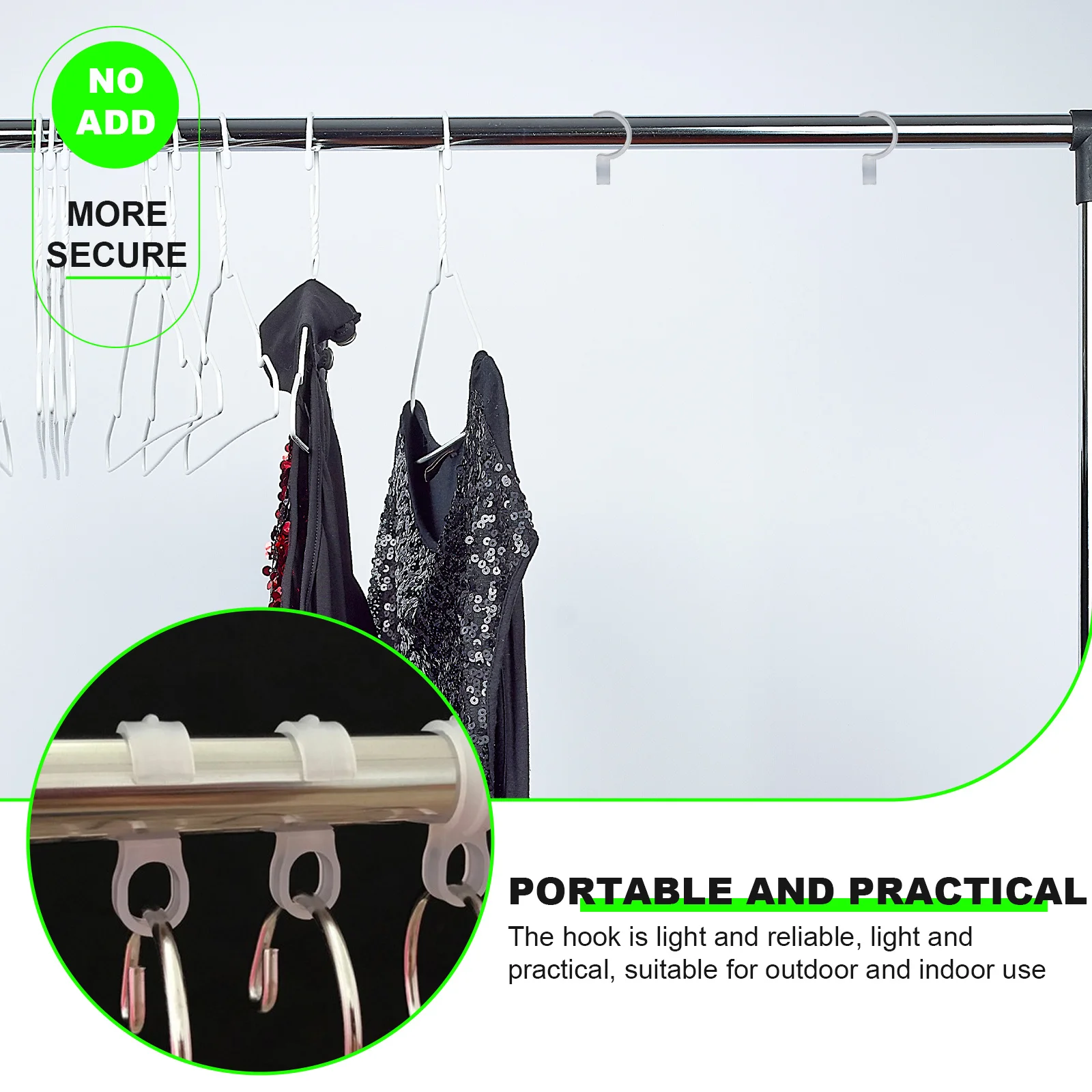 

100Pcs Pet Clothes Hanger Buckle Hooks Round Plastic Windproof Fixing Tools Lightweight for Clothes Rod