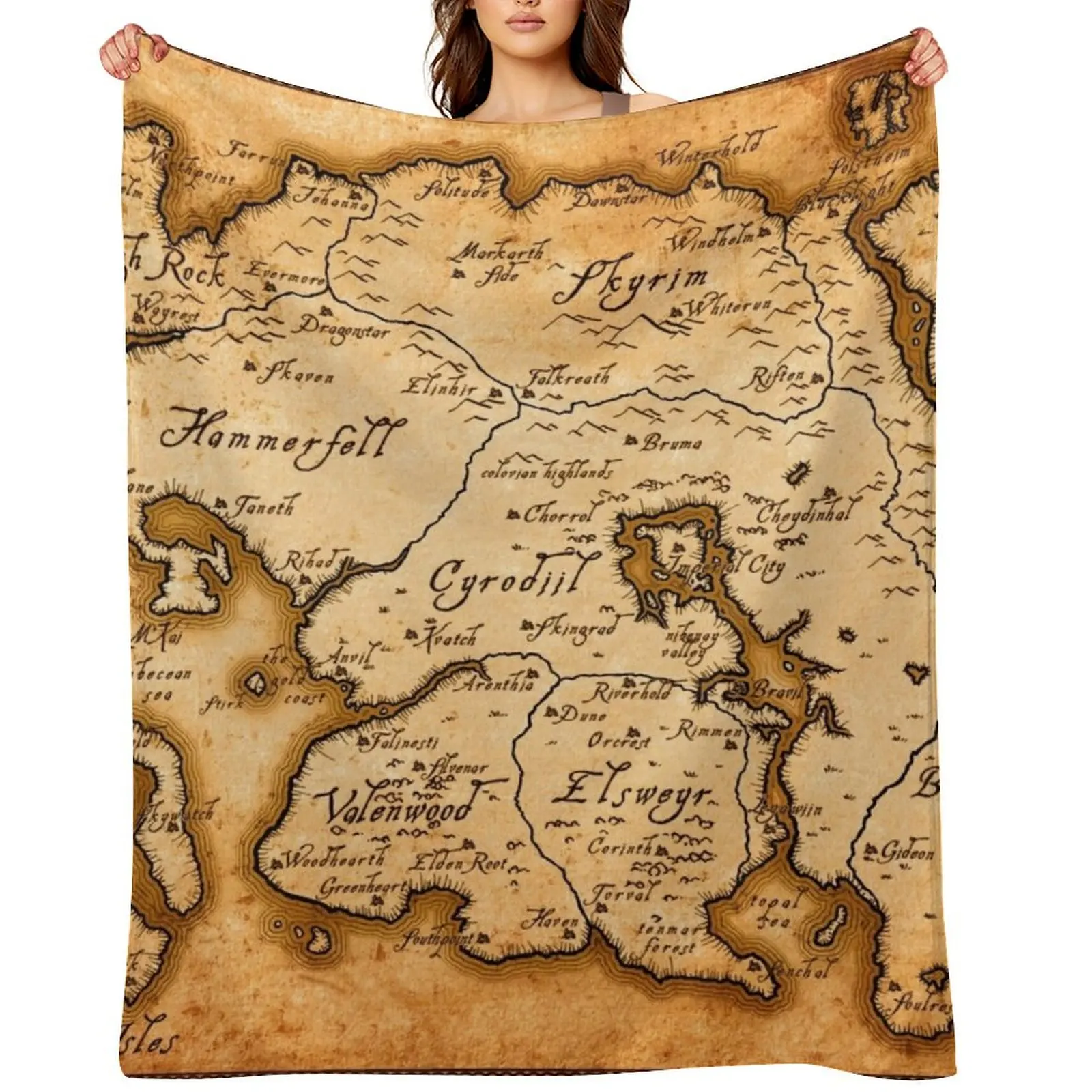 

Map of Tamriel Throw Blanket Flannels Winter beds Plush Blankets