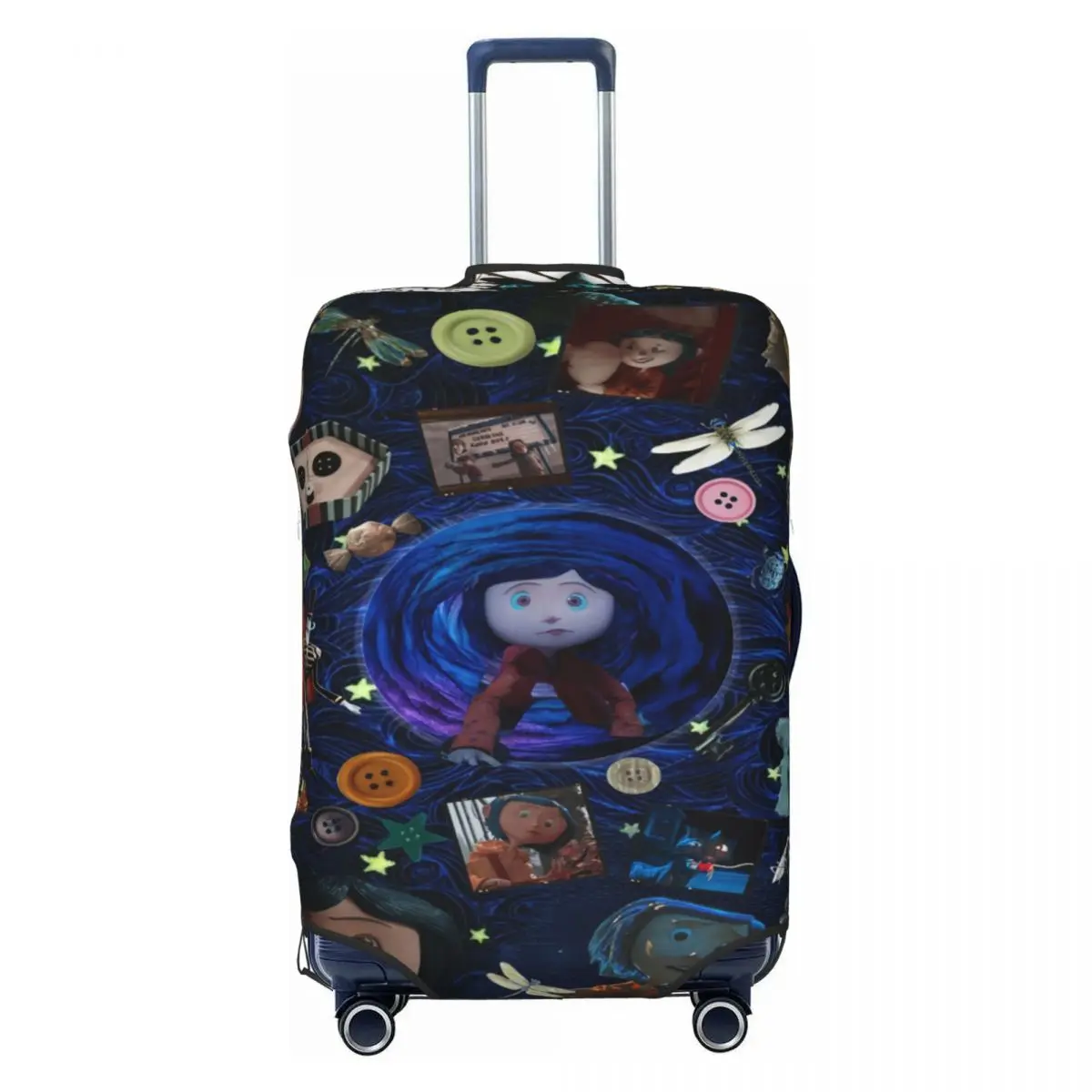 

Horror Film Coraline Travel Luggage Cover Dust Proof Halloween Suitcase Cover Protector Fit 18-32 Inch