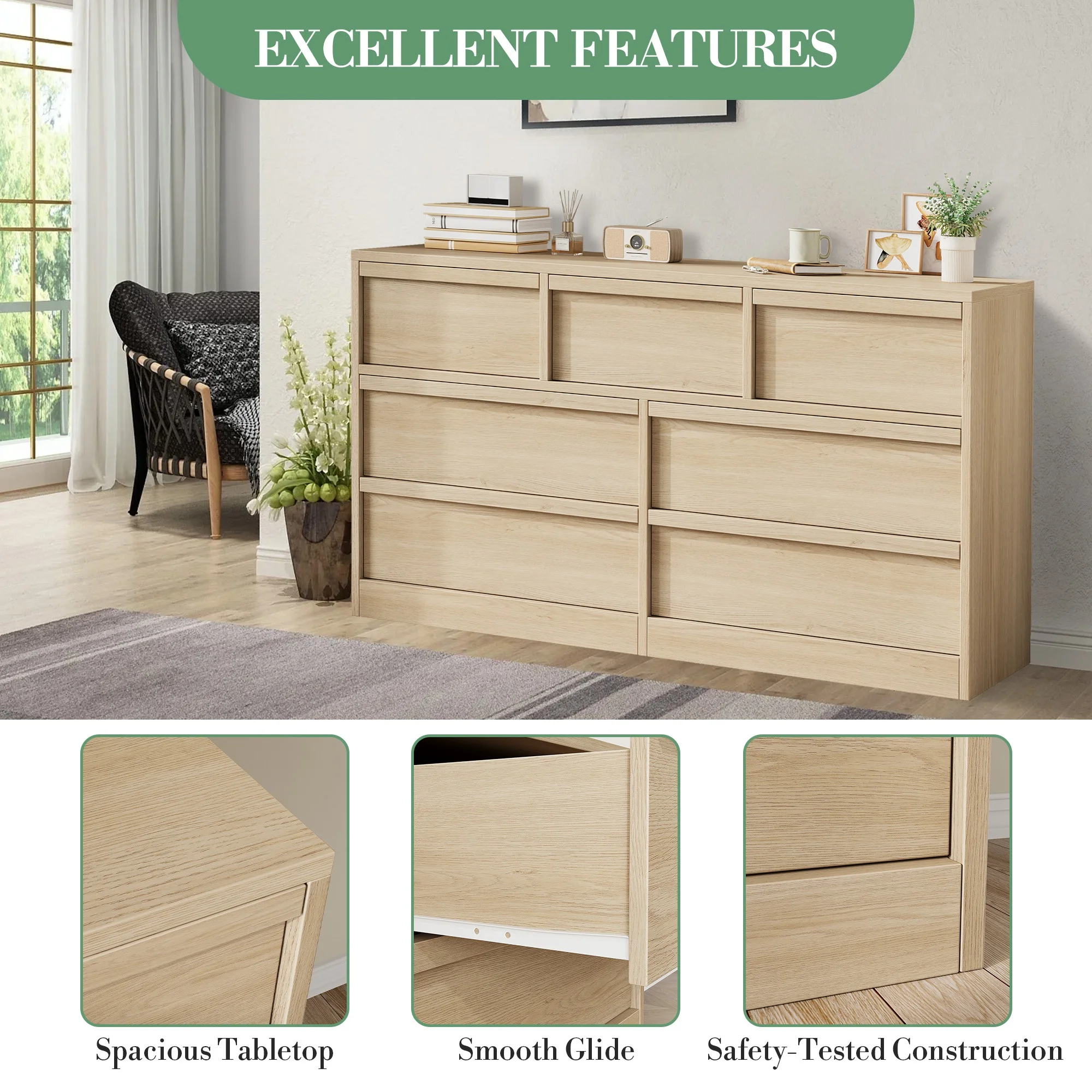 Brede dubbele dressoirkast met - Drawer Dresser White recensie en prijs