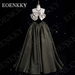 EOENKKY Saudi Arabia Prom Dress Strapless Women 2025 New A Line Sleeveless Satin Formal Occasion Dresses فساتين للمناسبات الخاصة