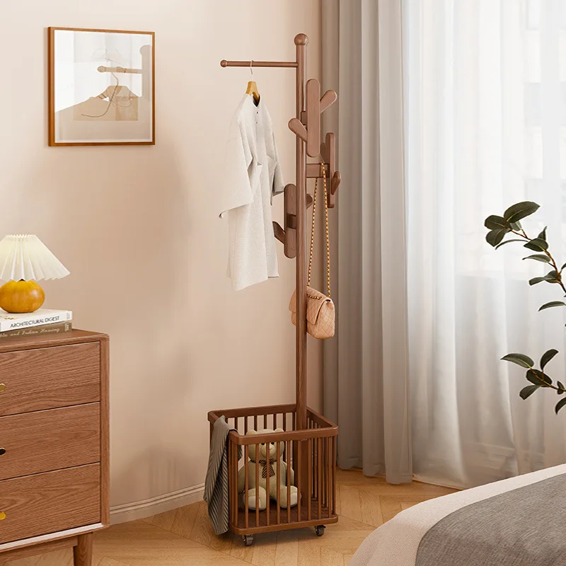 

Customizable solid wood bedroom removable rack multi-functional hanging bag