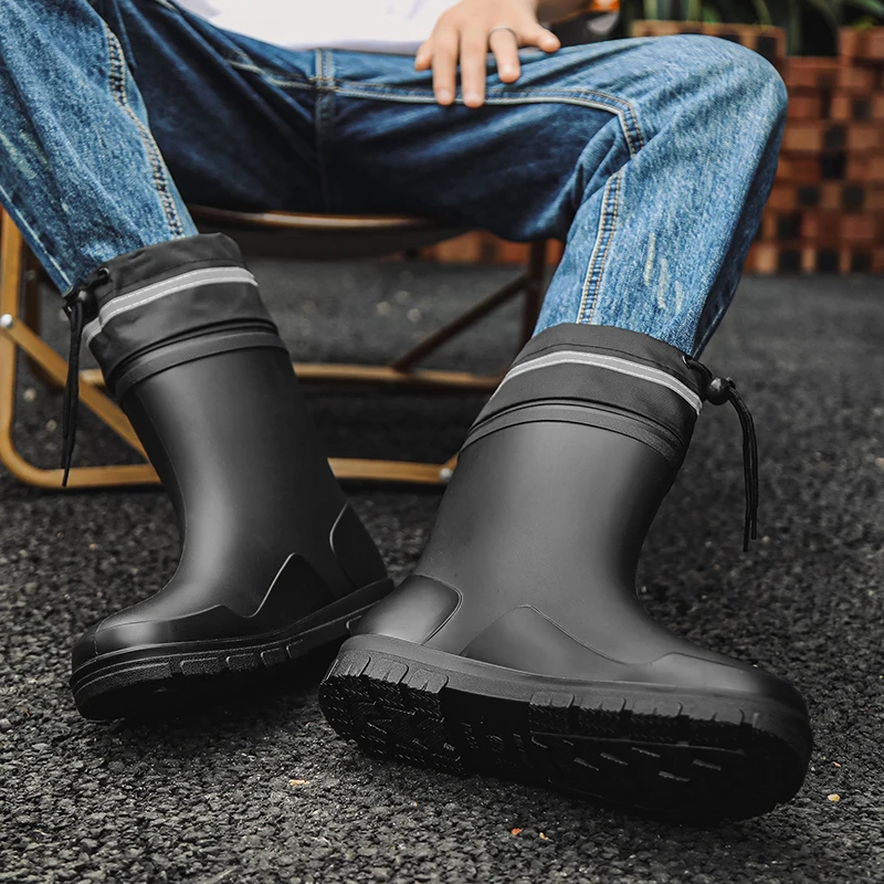 Raining Shoes For Men Water Shoe Brand Men Rainproof Fishing Boot Waterproof Rubber Rain Boots Outdoor Non-slip Rainboots Lluvia