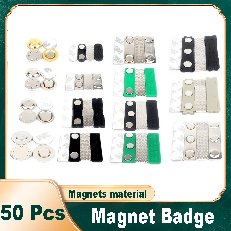 

50 Pcs Metal Badge Brooch Magnets Buckles Neodymium Magnet Metal Magnetic Strong Powerful Tag Badge Name ID Fastener Holder