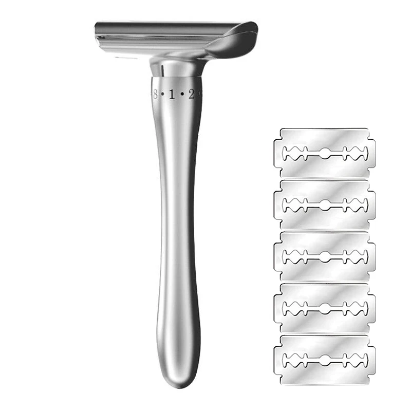 Adjustable Safety Razor with Magnetic Cover 1 Razor & 5 blades