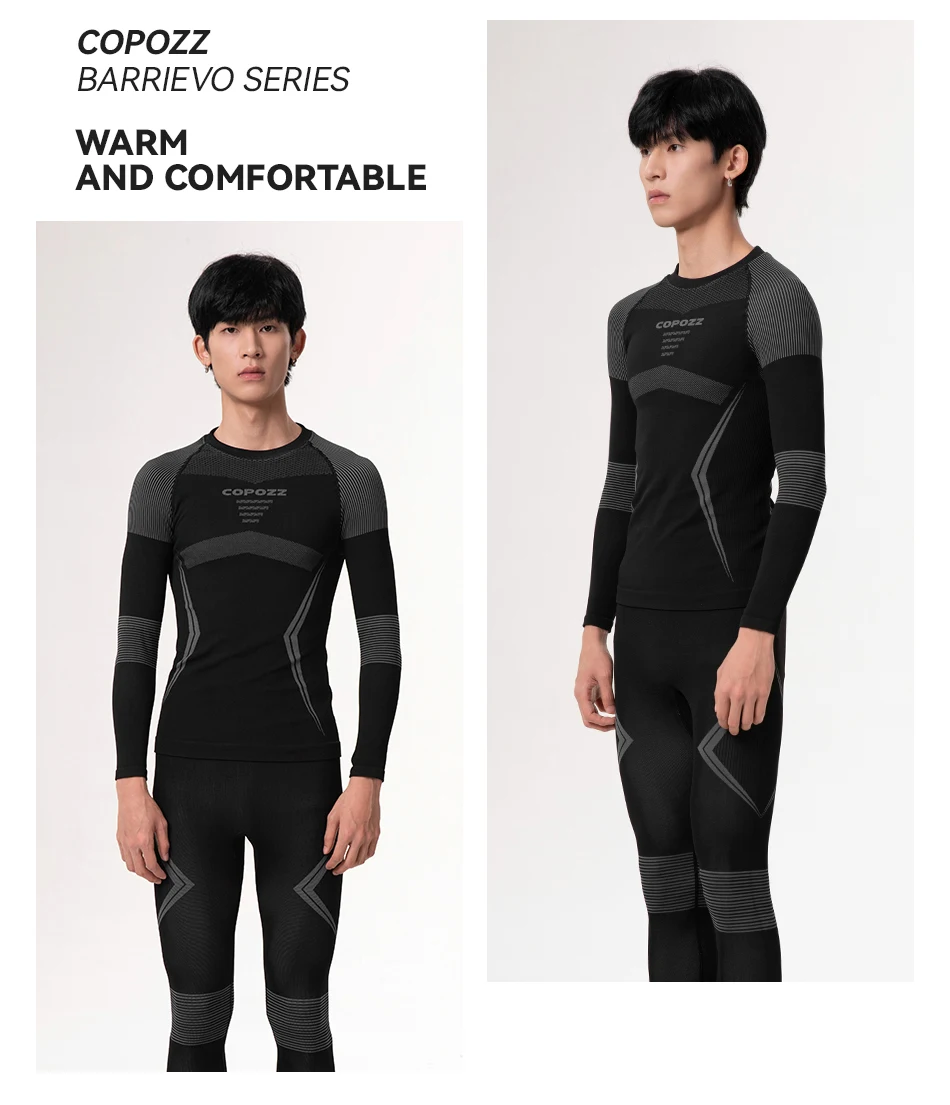 COPOZZ Männer Frauen Ski Thermo-Unterwäsche-Sets, schnell trocknend, funktioneller Kompressions-Trainingsanzug, enge Snowboard-Tops und Hosen für Erwachsene – Detail 19