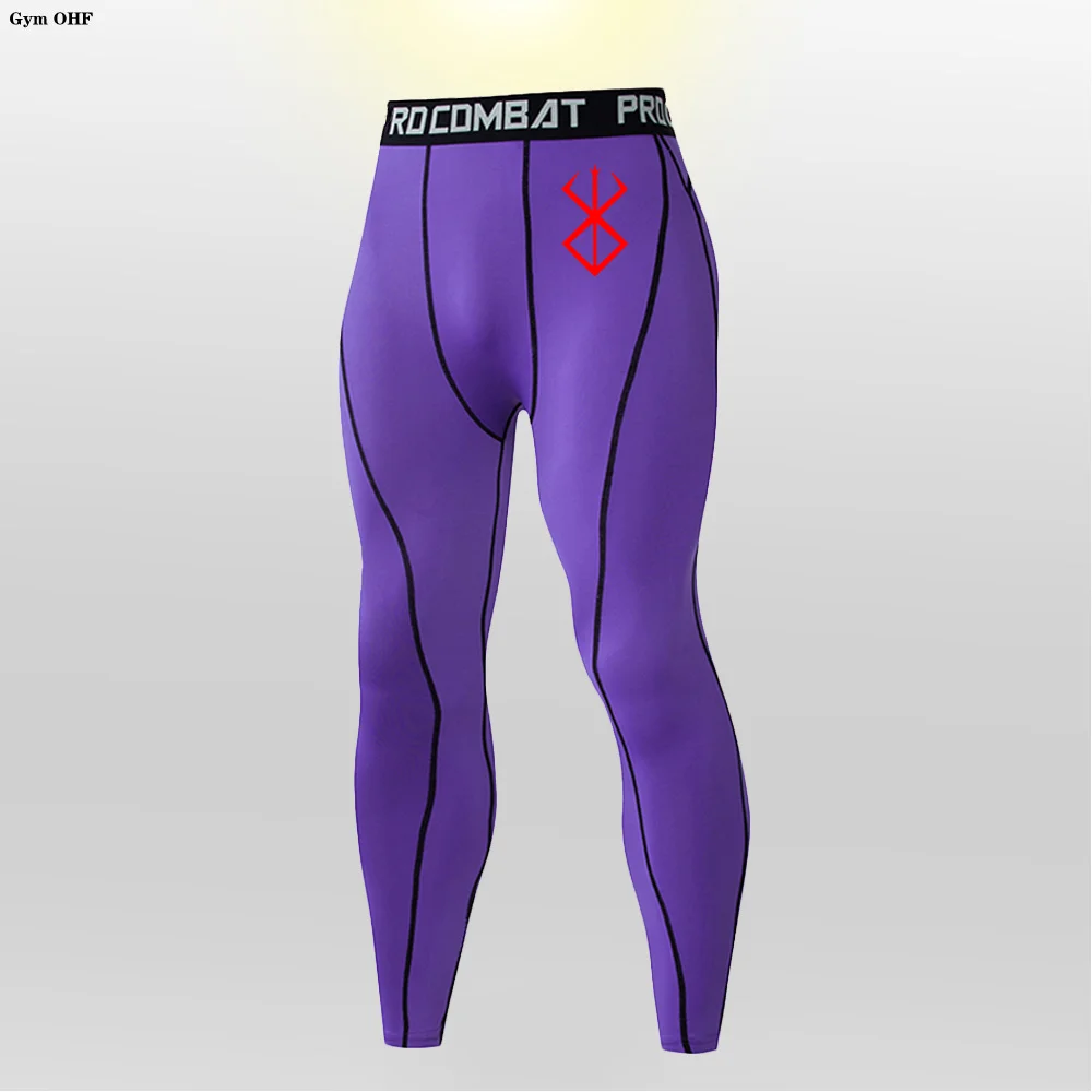 Męska obcisłe spodnie kompresyjna Rashguard Fitness Sport legginsy do biegania mężczyzn Anime wnętrzności siłownia szybkoschnące spodnie męskie