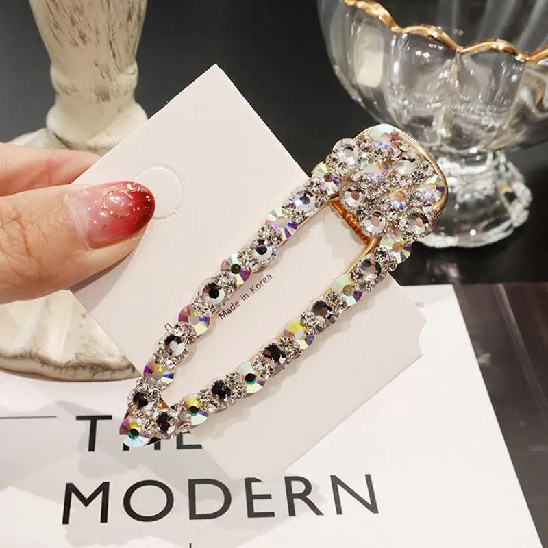 Summer Elegant Rhinestone Hair Clips for Girls BlingBling Metal Gold Color Hair Accessories for Women Pearl Barrettes Hairgrip