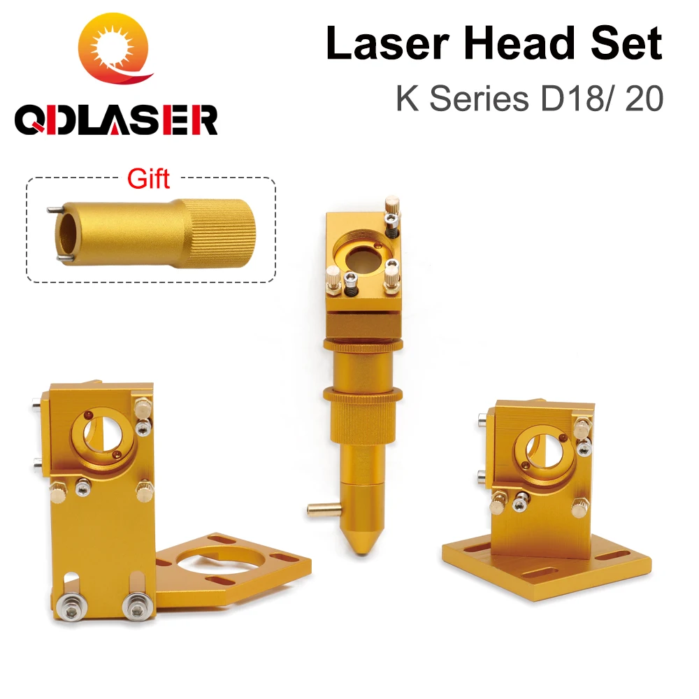 

QDLASER CO2 Laser Head Set K Series Gold Color D12 18 20 FL50.8mm Lens for 2030 4060 K40 Laser Engraving Cutting Machine