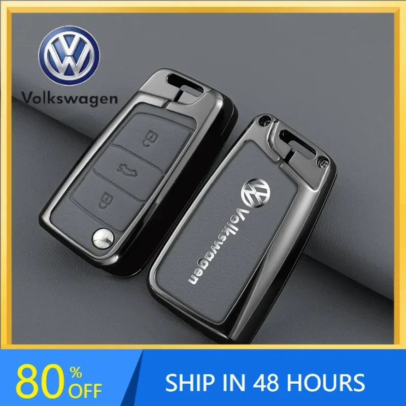 

2026 Hot For VW VOLKSWAGEN Leather Car Remote Key Case Fob Cover Protector Holder Shell For VW Volkswagen Golf 7 MK7 Tiguan MK2