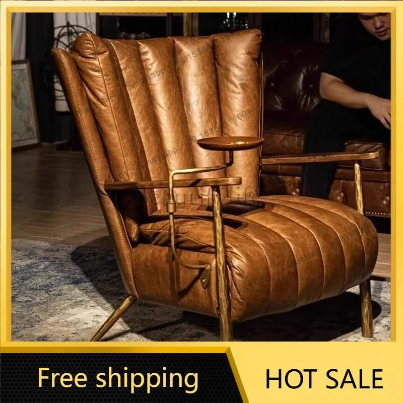 XX. Retro style leather medieval tiger chair single sofa chair