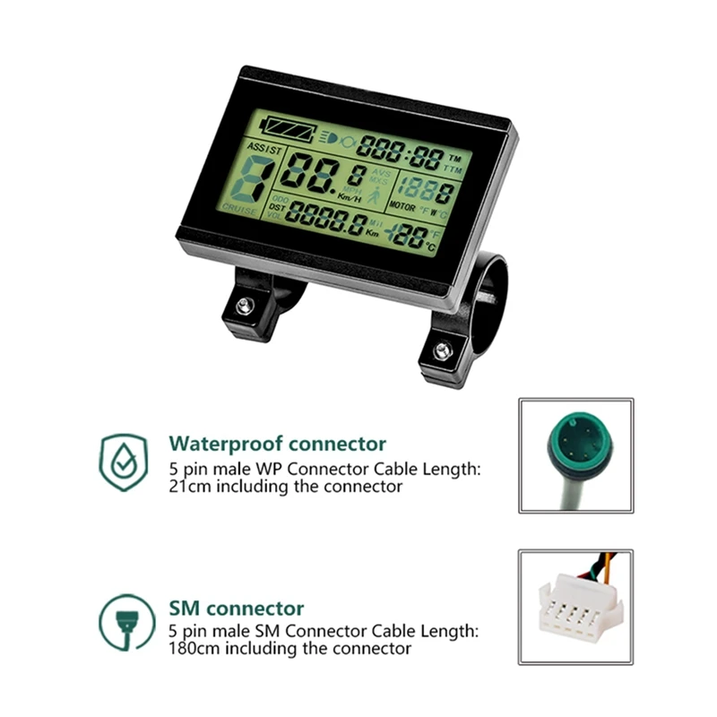 Ebike 24V36V48V72V KT LCD3 Display Intelligent Meter For Electric Bicycle Hub Motor Conversion Kits