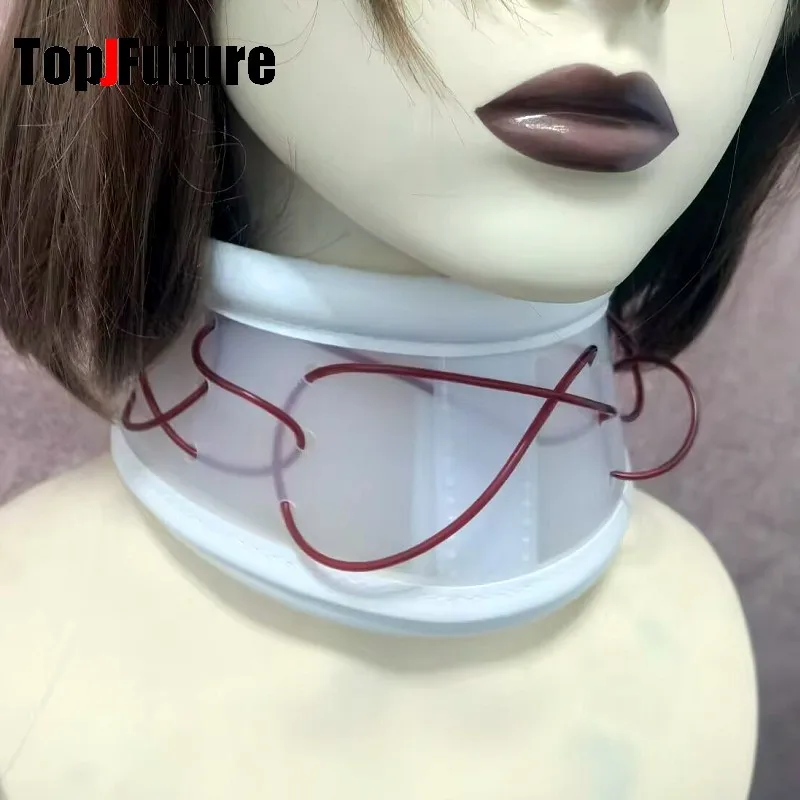 Streetwear Y2k Girl Women Men Gothic Lolita Cosplay Harajuku Punk Steampunk blood vessel prop Neck decoration