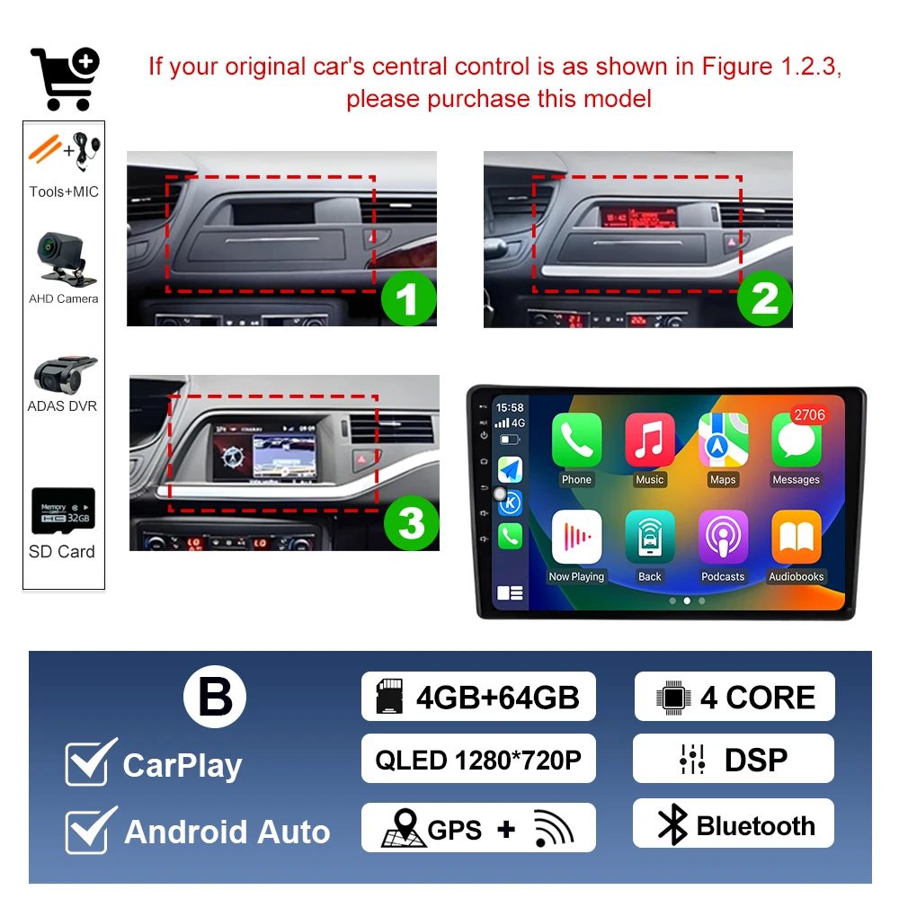 Draadloze Carplay Voor Citroen C5 2008 2009 2010-2016 Android AUTO Autoradio Multimedia Speler GPS Navigatie WIFI DSP Stereo BT