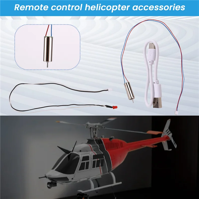 BEDW-RC Helicopter Upgrade C138 Staart Motor + Achterlicht + USB Kabel Voor RC ERA C138 Bell 206 1:33 RC Helicopter Onderdelen
