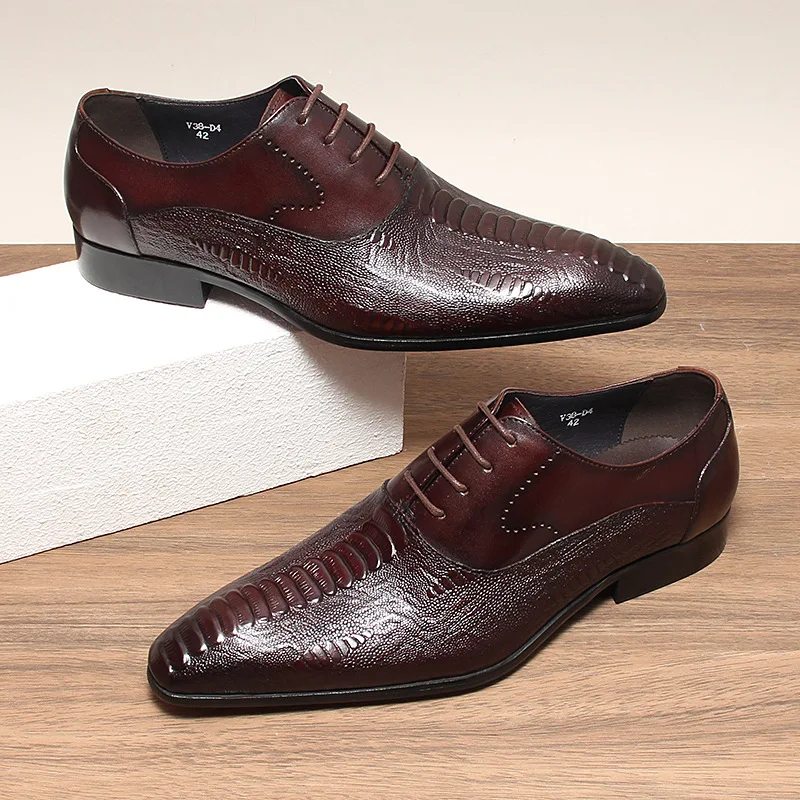 

Crocodile Pattern Mens Wedding Shoes Luxury Genuine Leather Handmade Quality 2025 Autumn Casual Business Dress Shoes Man Size 45