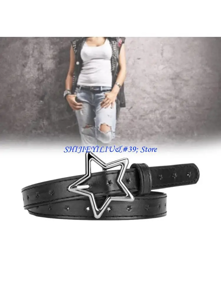 

E21F Versatile Waist Belt with Alloy Star Buckle for Women Teens Trousers Skirt Decor
