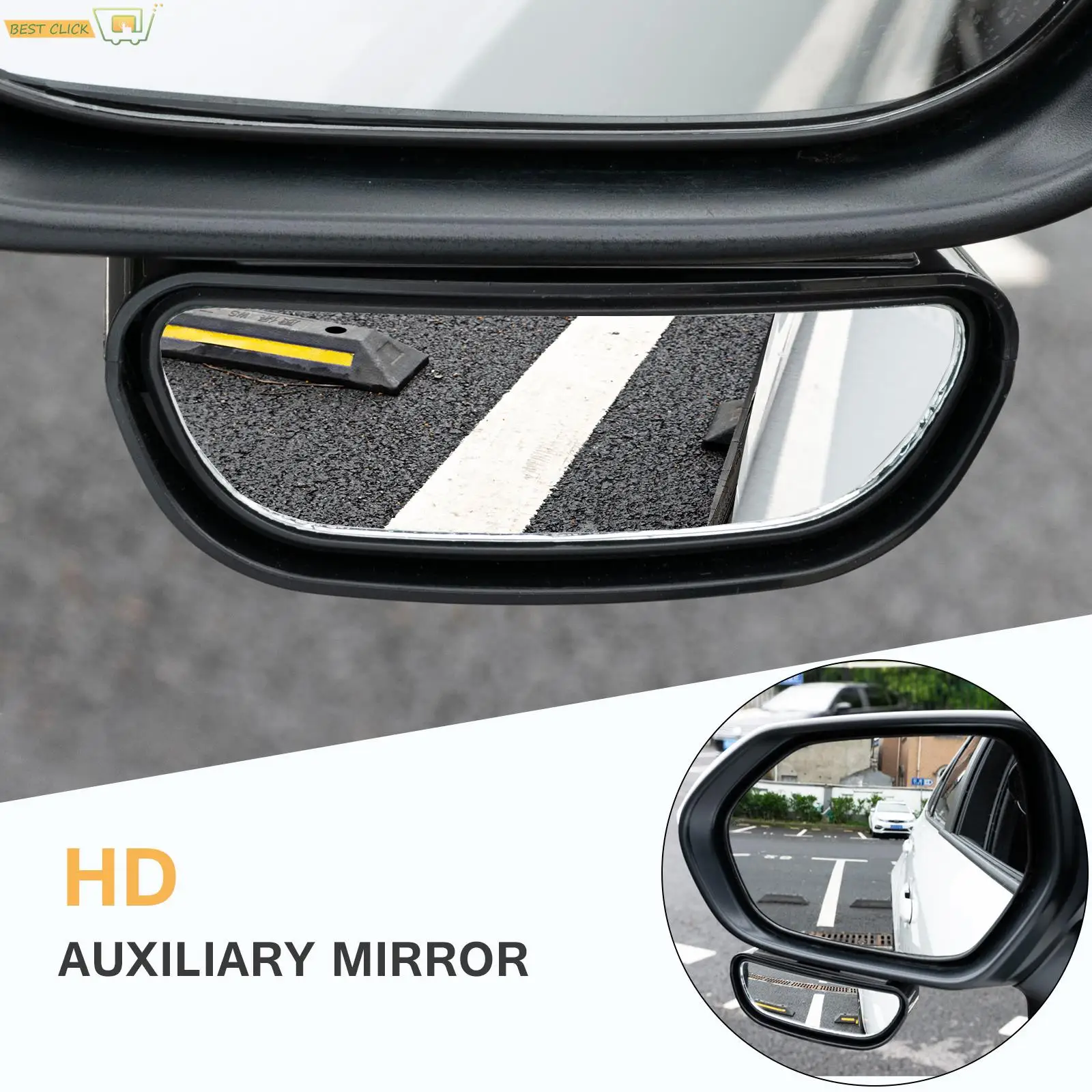 360 Degree Stick On Blind Spot Mirror Car Reverse Parking Road Safety Wide Angle Convex Rearview Auxiliary Rear View Mirror