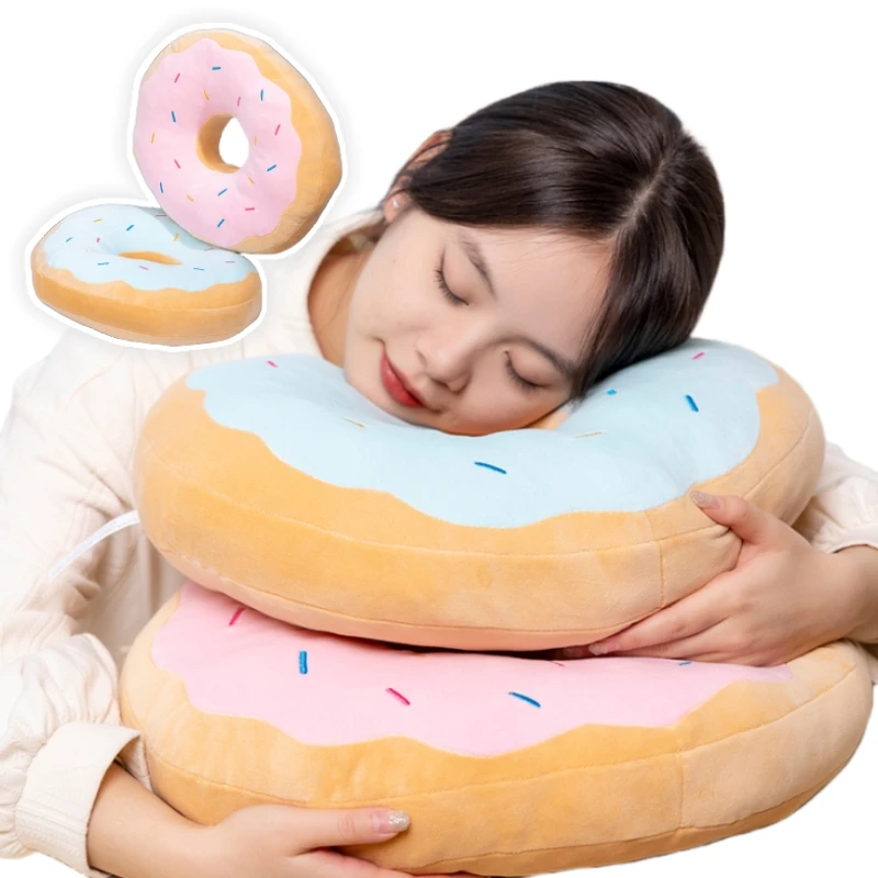 42cm Cartoon Donut Plush Toy Pillow Cushion Simulate Pink Blue Donut Plush Cushion Decorate The Living Room Bedroom At Home