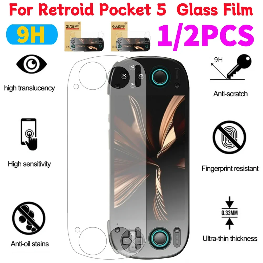 Für Retroid Pocket 5 Spielkonsole Displayschutzfolie aus gehärtetem Glas Displayschutzfolie 9H Anti-Kratz-Glasfolie Spielkonsole