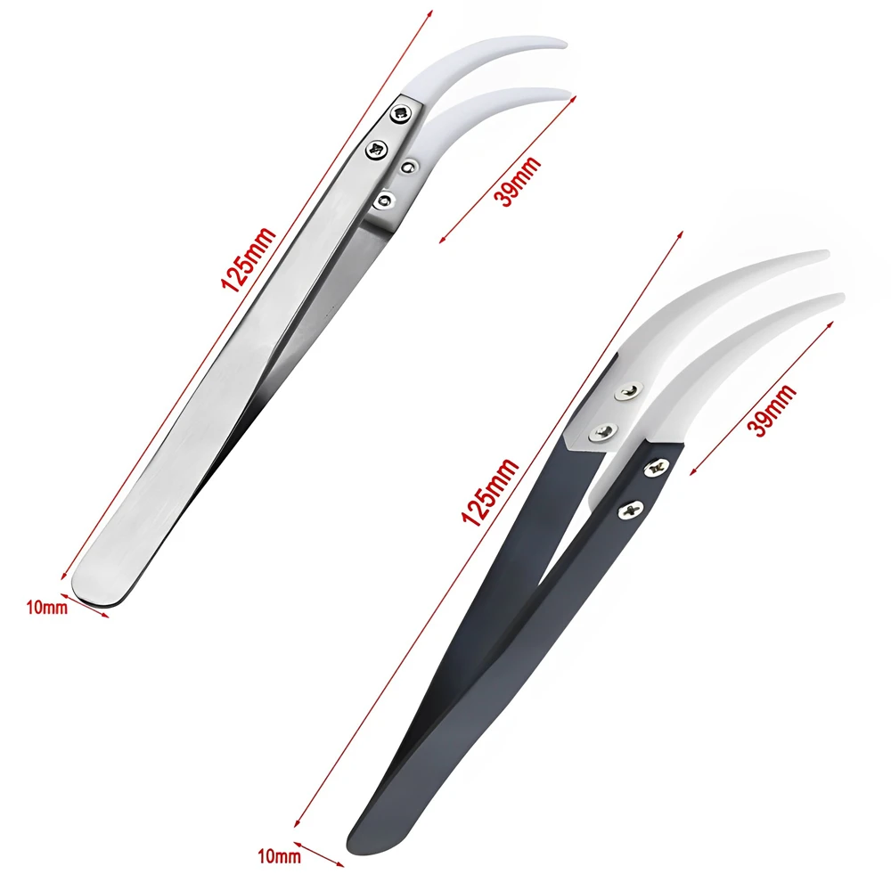 Yiaey pinzette antistatiche in ceramica in acciaio inossidabile manutenzione pinzette dritte curve di precisione industriale strumenti di riparazione