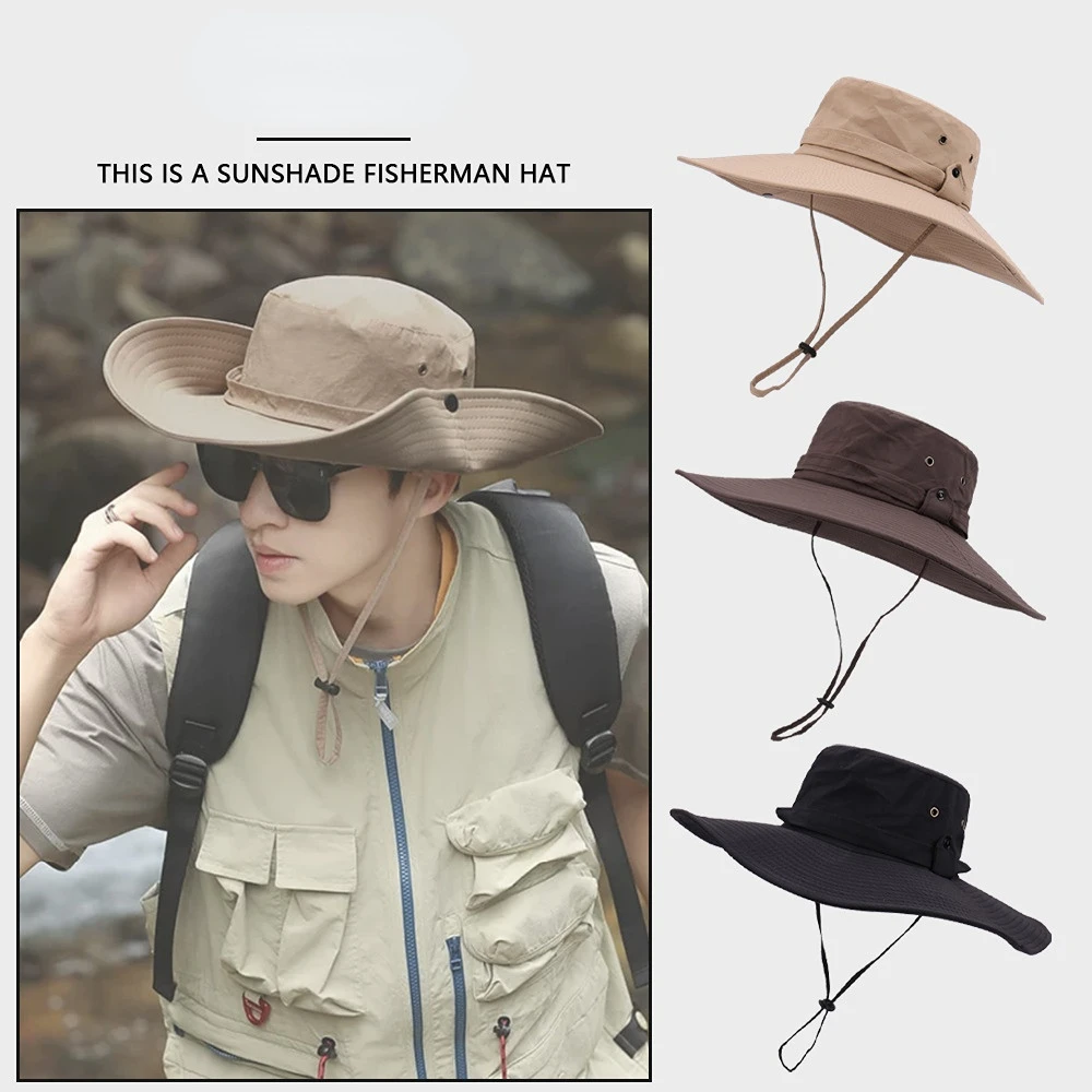 

Solid Minimalist Breathable Strap Design Bucket Hat Adjustable Outdoor Travel Fishing Hiking UPF Sun Protection