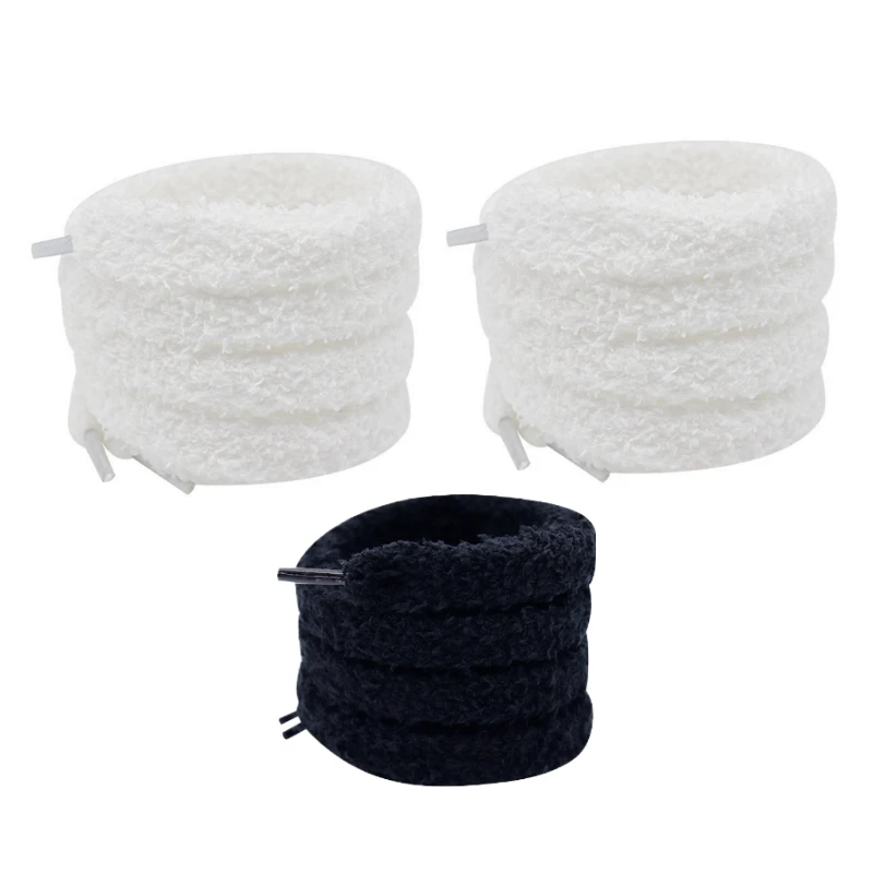 Weiche, flauschige Schnürsenkel, 15 mm breit, flache Plüsch-Frottee-Schnürsenkel für Damen-Freizeitschuhe, bequemer Schnürsenkel-Ersatz – Detail 19