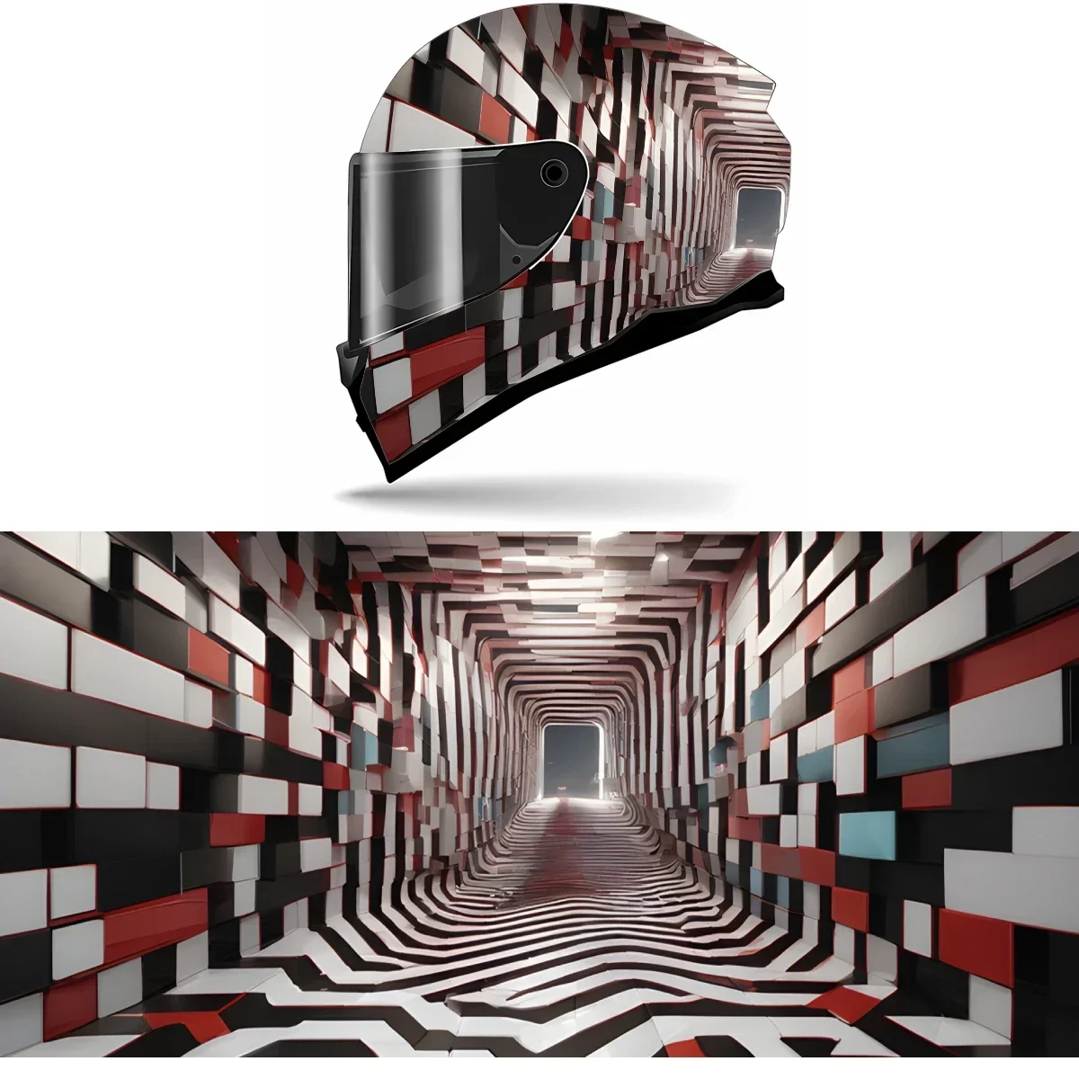 Adesivo 3D Colorido para Capacete de Motocicleta, Gráfico de Corrida, Decalque de Vinil para Decoração de Capacete