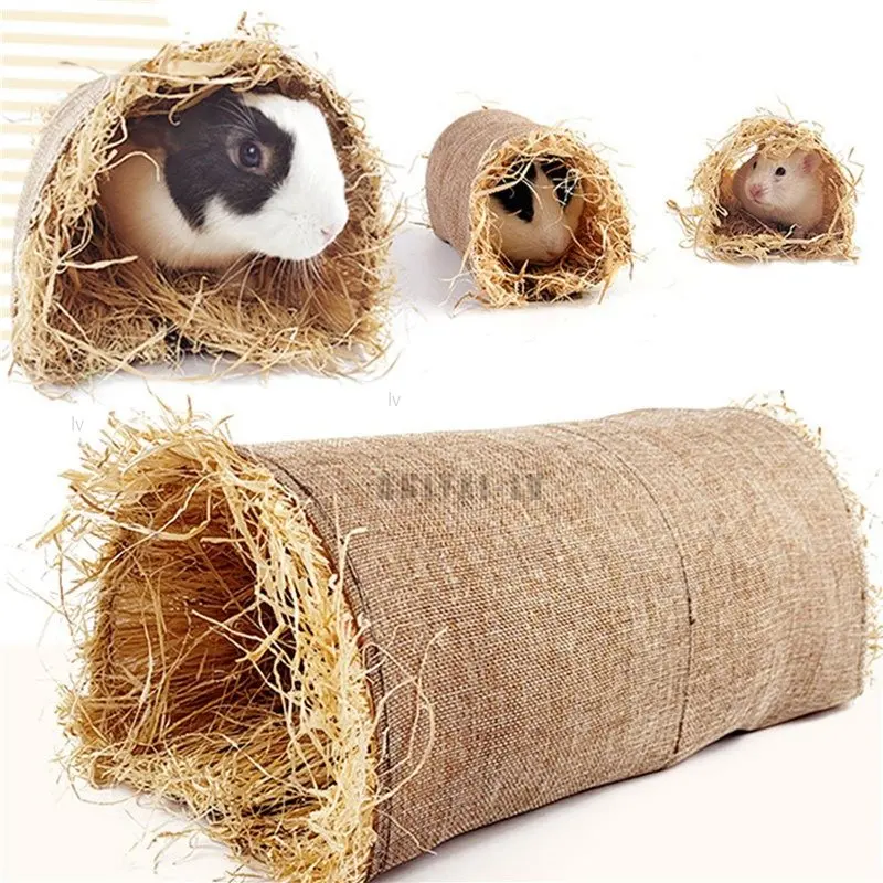 

Hamster Hideaway tunnel Toy with Grass Tunnel Hamster Accessories for Guineapig Chinchilla Ferret Rats Rodent Cage