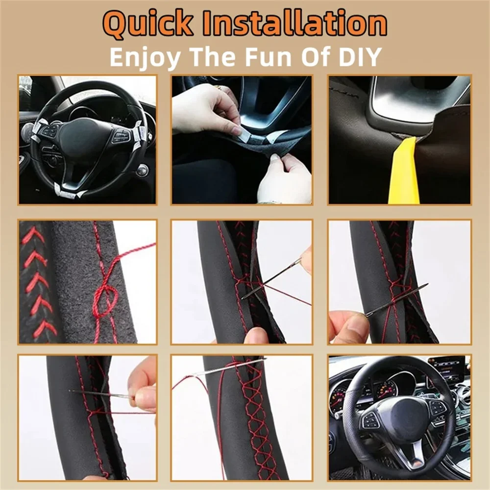 Microfibre Leather DIY Car Steering Wheel Cover Car Interior Accessories For Audi A3 8P Sportback A4 B7 Avant A6 C6 S4 Seat Exeo