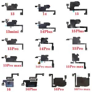 Bilashmart 1set Bottom Screw + Front Top Ear Earpiece Proximity Light Sensor Flex Cable iPhone 13 14 15 16 Pro Max 13 mini Plus