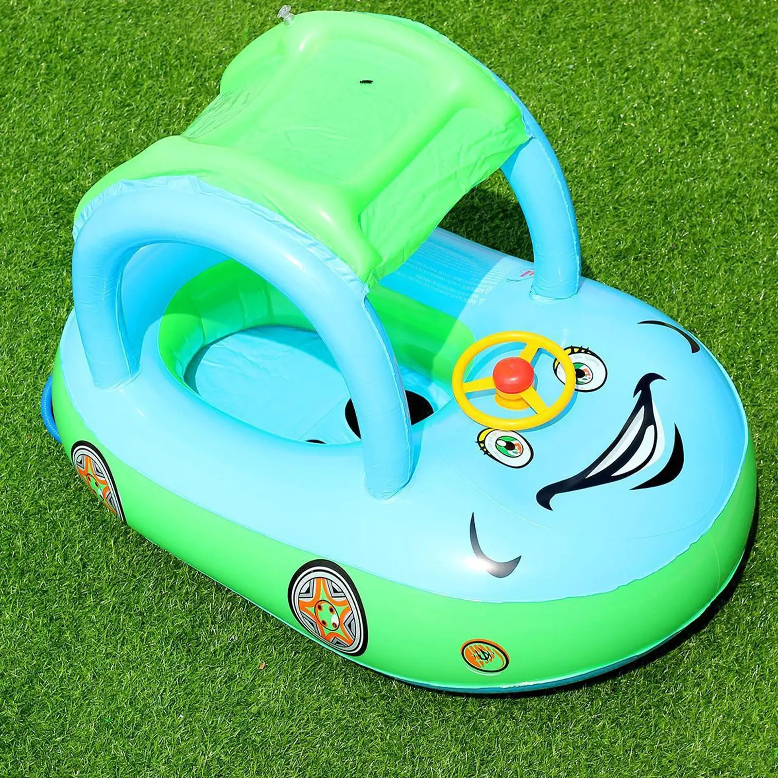 Peuter Zwemvlotter Zwemmen Ring Opblaasbare Auto Vorm Luifel Flotatie Trainer Speelgoed Met Zonnescherm Voor Zomer Strand Meer