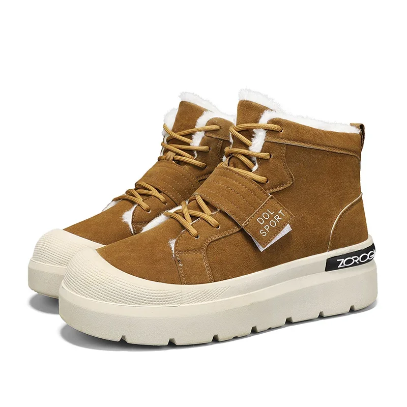 Nowe buty męskie Moda zimowa Pluszowe buty Śniegowce Męskie codzienne trampki na zewnątrz Sznurowane ciepłe buty Antypoślizgowe buty do kostki Męskie — zdjęcie 5