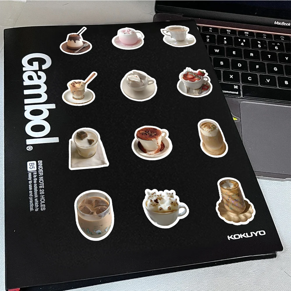 10/30/60pcs Cute Cartoon Cup Of Drink Coffee Stickers INS Aesthetic Girl Kawaii Decorative Laptop Stationery Diary Decal Sticker