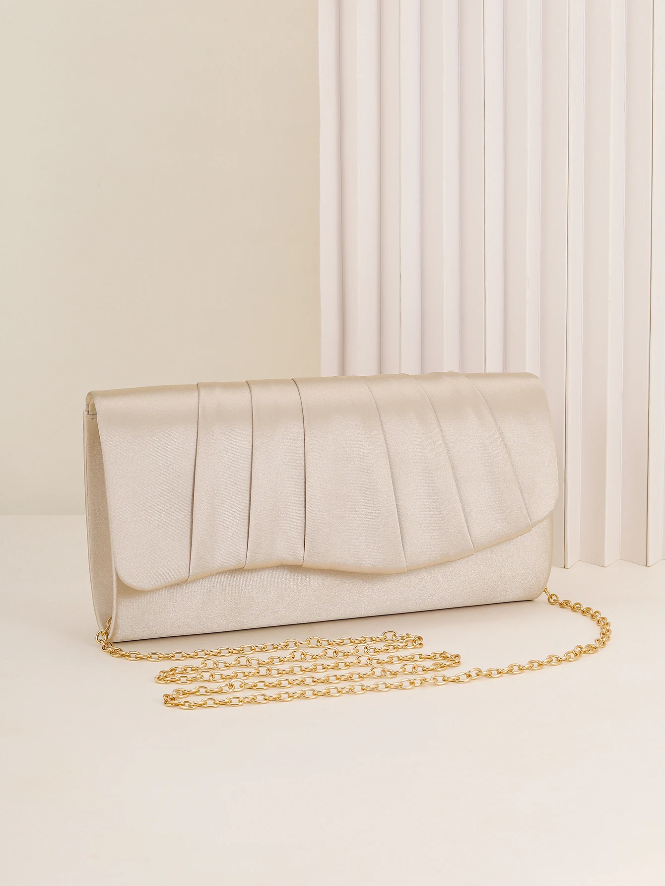 Damen-Dinner-Tasche, plissiert, einfarbig, Clutch, Party, Abendessen, Hochzeit, leicht, luxuriös, Umschlag, Abendtasche für Abschlussball, Abendessen/Bankett – Detail 4