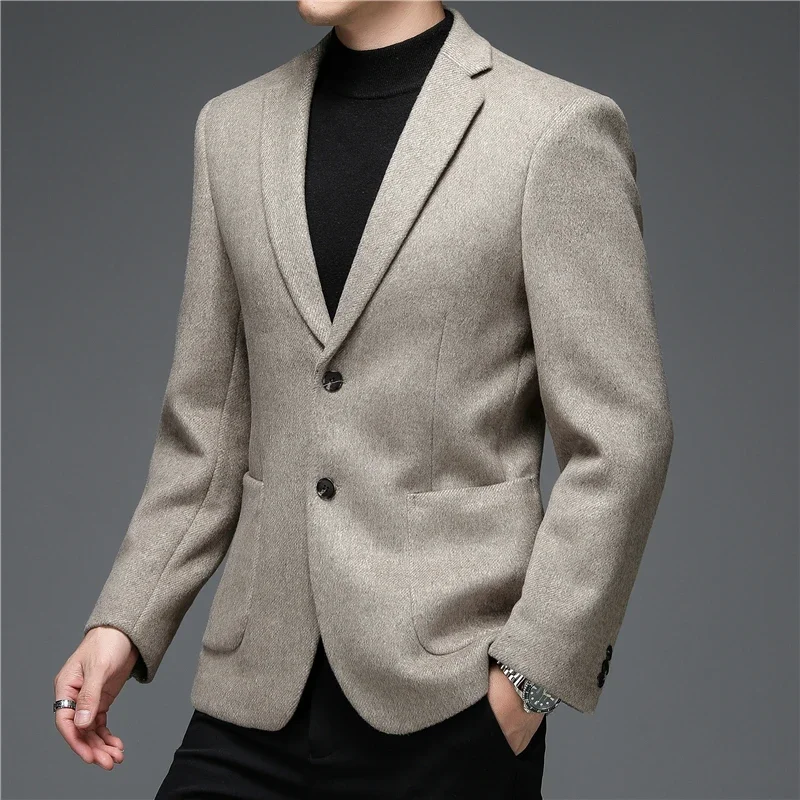 

2021 Autumn and Winter New Suit Middle-aged Men's Fashion Casual Classic Wool Suit Jacket Single Suit Slim Blazer Brand Clothing