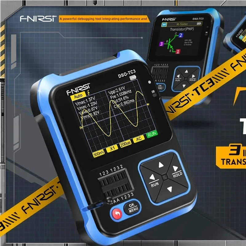 FNIRSI DSO-TC3 Mini 3in1 Multifunktions Tester Handheld Digital Oszilloskop Transistor Tester